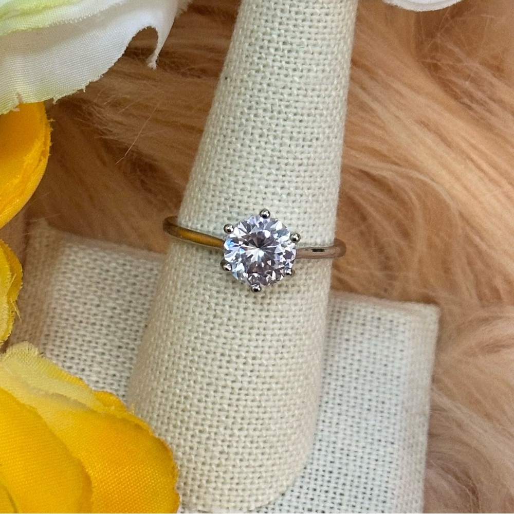 Solitaire Diamond Engagement Ring Sz 8 NEW!
